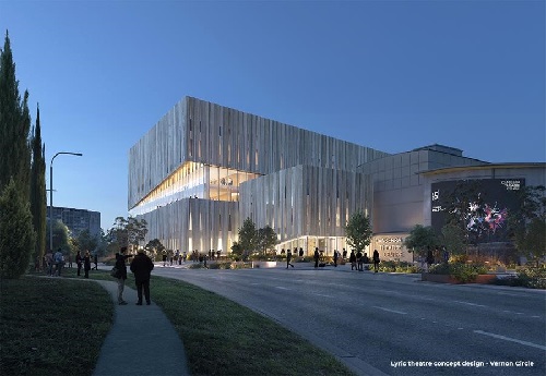 Graphic image of the Lyric theatre concept design seen from Vernon Circle
